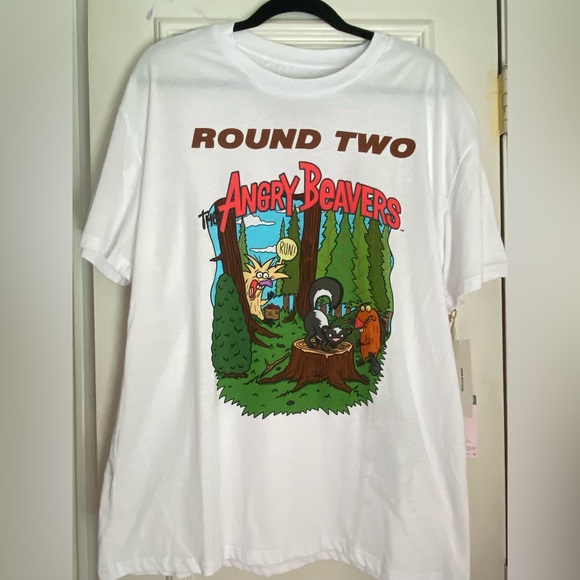 Urban Outfitters | Angry Beavers White Graphic T-shirt | Size L NWT - Picture 4 of 7